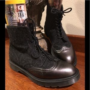1460 harris tweed leather lace up boots